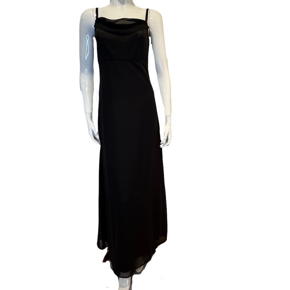 Vivian Diamond for Dessy Black Maxi Dress Cowl Neck Flowy Formal Gown 4 - Picture 1 of 6